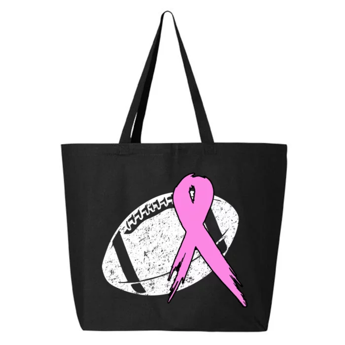 Vintage Football Pink Ribbon Breast Cancer 25L Jumbo Tote