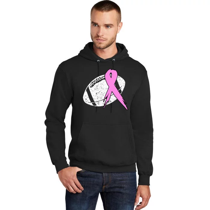 Vintage Football Pink Ribbon Breast Cancer Tall Hoodie