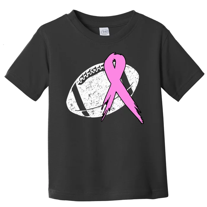 Vintage Football Pink Ribbon Breast Cancer Toddler T-Shirt