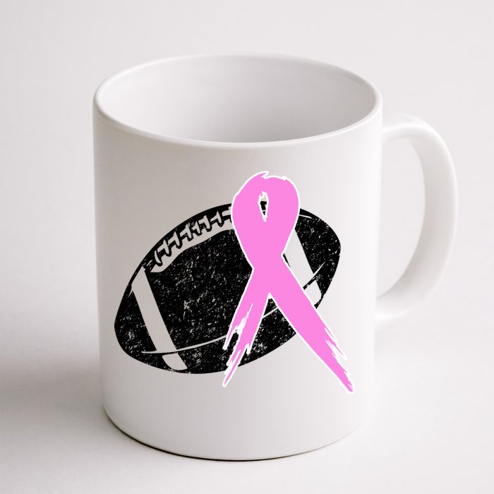 Vintage Football Pink Ribbon Breast Cancer Front & Back Coffee Mug