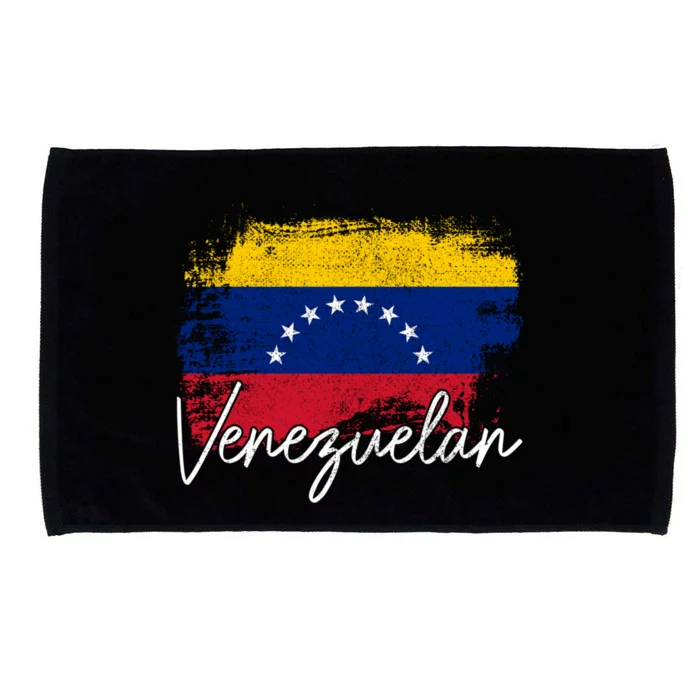 Venezuelan Flag Pride Roots Vintage Venezuela Funny Gift Microfiber Hand Towel