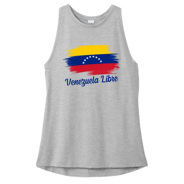 Venezuela Flag Proud American Venezuela Libre Ladies Tri-Blend Wicking Tank