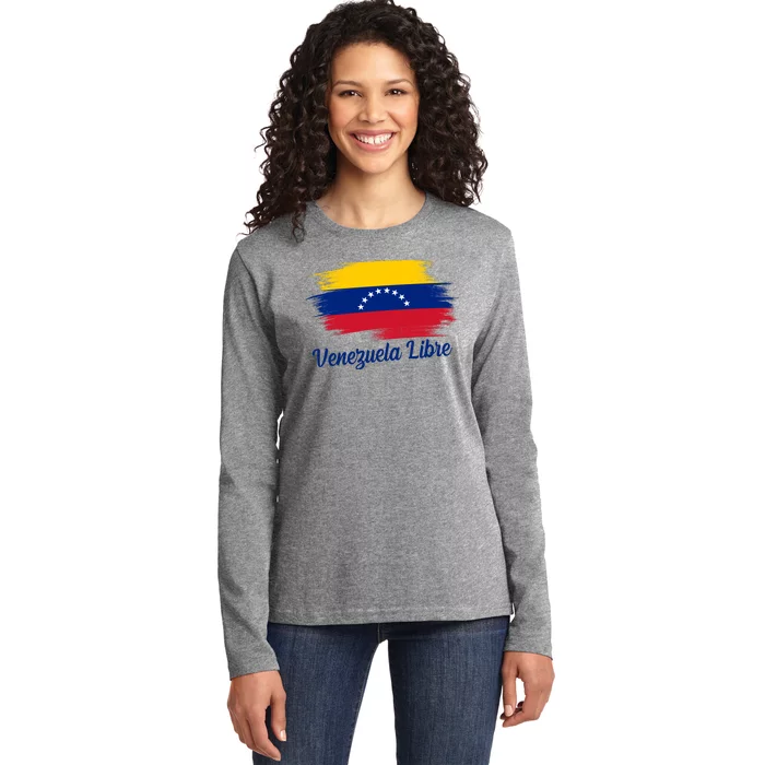 Venezuela Flag Proud American Venezuela Libre Ladies Long Sleeve Shirt