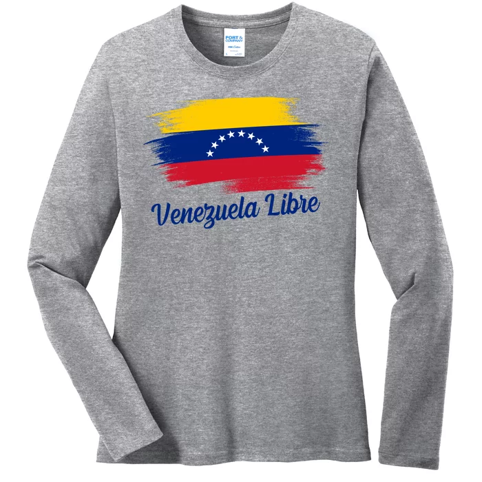 Venezuela Flag Proud American Venezuela Libre Ladies Long Sleeve Shirt