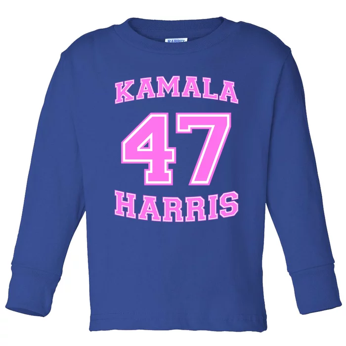 Varsity First President Harris 2024 Kamala Harris 47 Gift Toddler Long Sleeve Shirt