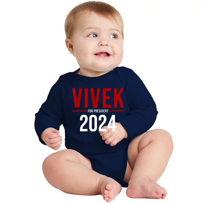 Vivek For President 2024 Election Baby Long Sleeve Bodysuit