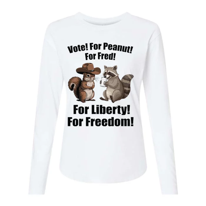 Vote For Peanut For Fred For Liberty For Freedom Womens Cotton Relaxed Long Sleeve T-Shirt