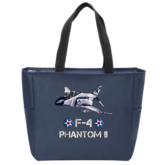 Vintage F4 Phantom II Jet Military Aviation Zip Tote Bag