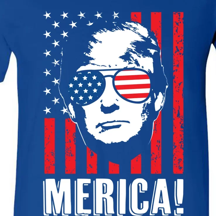 Vintage Flag Pro Donald Trump Tee 4th Of July Merica Gift V-Neck T-Shirt