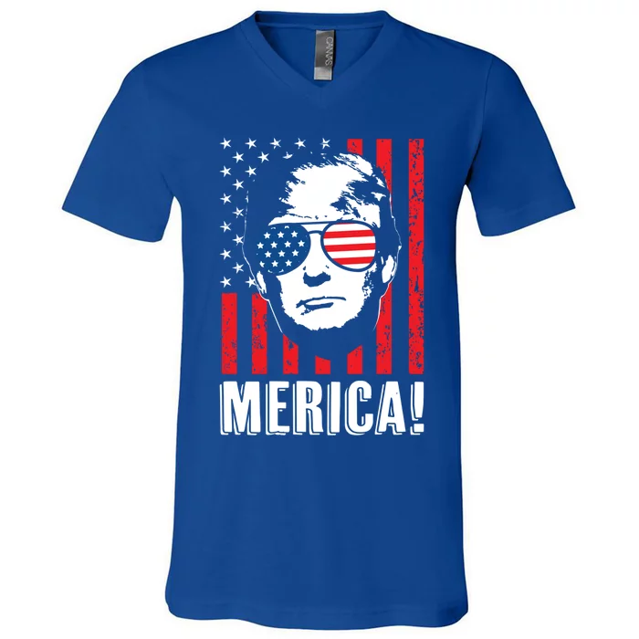 Vintage Flag Pro Donald Trump Tee 4th Of July Merica Gift V-Neck T-Shirt