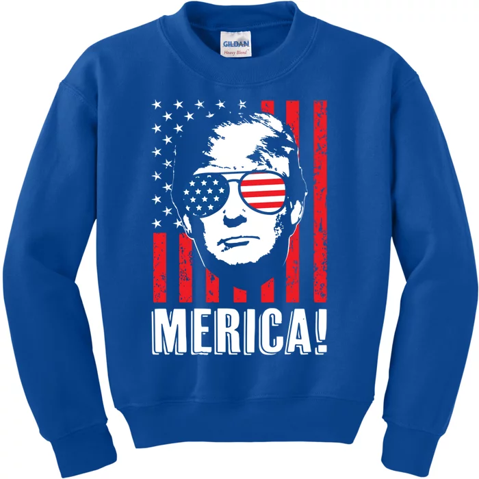 Vintage Flag Pro Donald Trump Tee 4th Of July Merica Gift Kids Sweatshirt