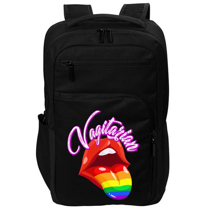 Vagitarian Funny Pride Rainbow LGBT Gay Lesbian Impact Tech Backpack