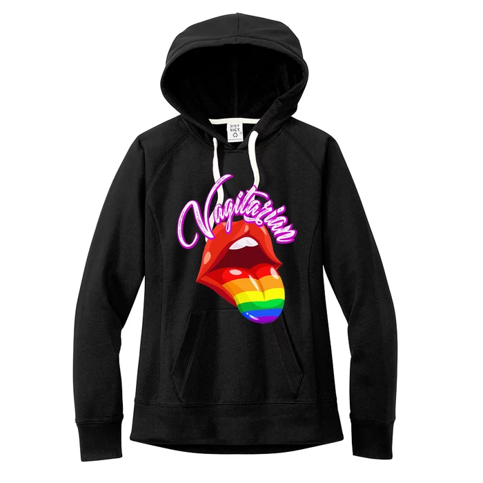 Vagitarian Funny Pride Rainbow LGBT Gay Lesbian Women's Fleece Hoodie