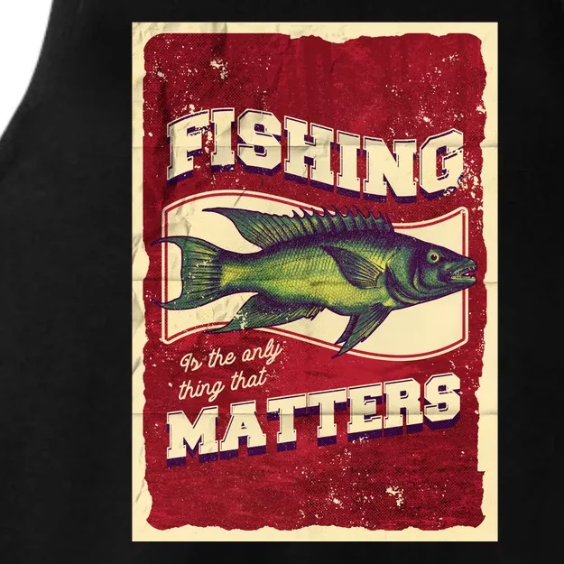 Vintage Fishing Quote Poster Design Ladies Tri-Blend Wicking Tank