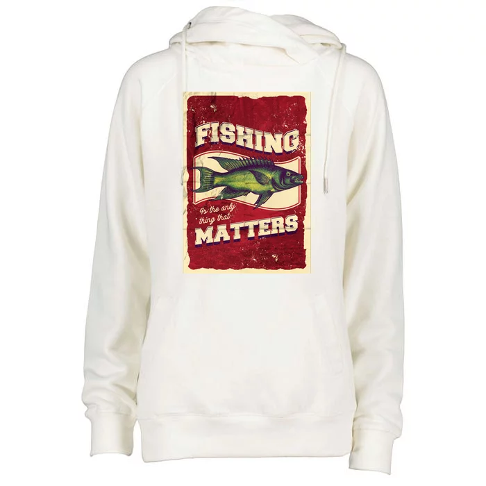 Vintage Fishing Quote Poster Design Womens Funnel Neck Pullover Hood