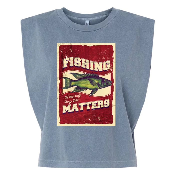 Vintage Fishing Quote Poster Design Garment-Dyed Women's Muscle Tee