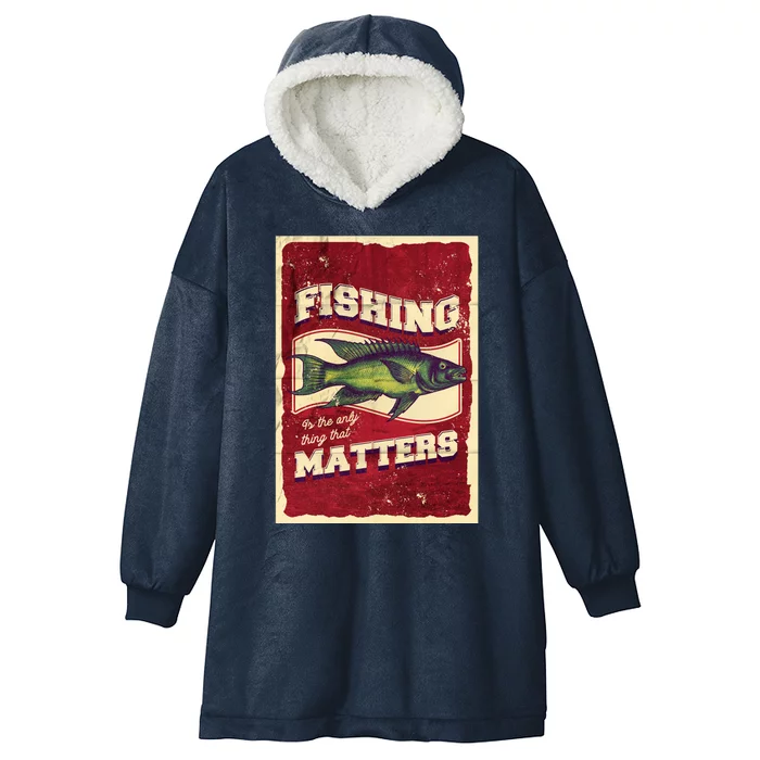 Vintage Fishing Quote Poster Design Hooded Wearable Blanket