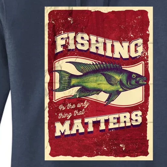 Vintage Fishing Quote Poster Design Women's Pullover Hoodie