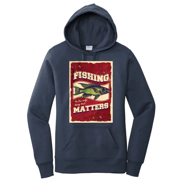 Vintage Fishing Quote Poster Design Women's Pullover Hoodie