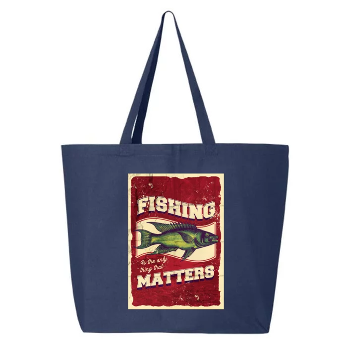 Vintage Fishing Quote Poster Design 25L Jumbo Tote