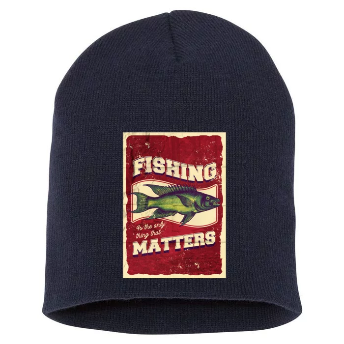 Vintage Fishing Quote Poster Design Short Acrylic Beanie