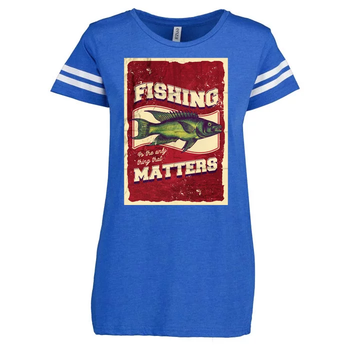 Vintage Fishing Quote Poster Design Enza Ladies Jersey Football T-Shirt