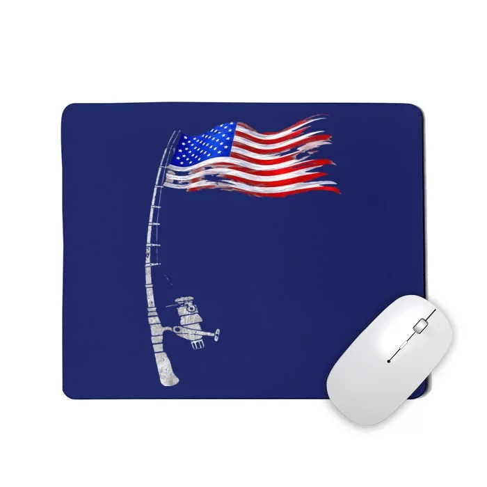 Vintage Fishing Rod American Flag Funny Fishing Gift Mousepad