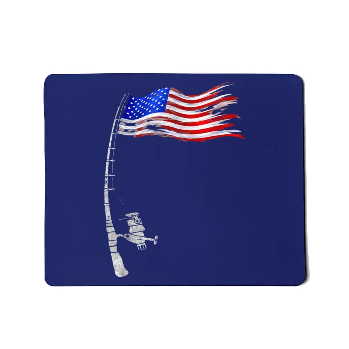 Vintage Fishing Rod American Flag Funny Fishing Gift Mousepad