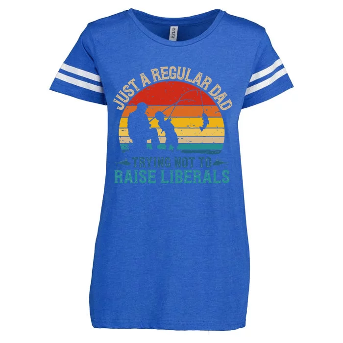 Vintage Fishing Regular Dad Trying Not To Raise Liberals Enza Ladies Jersey Football T-Shirt