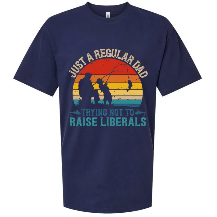 Vintage Fishing Regular Dad Trying Not To Raise Liberals Sueded Cloud Jersey T-Shirt