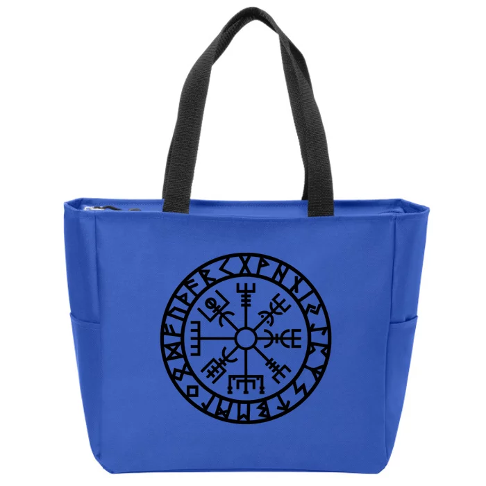 Vegvisir Futhark Runes Navigator Vikings Zip Tote Bag