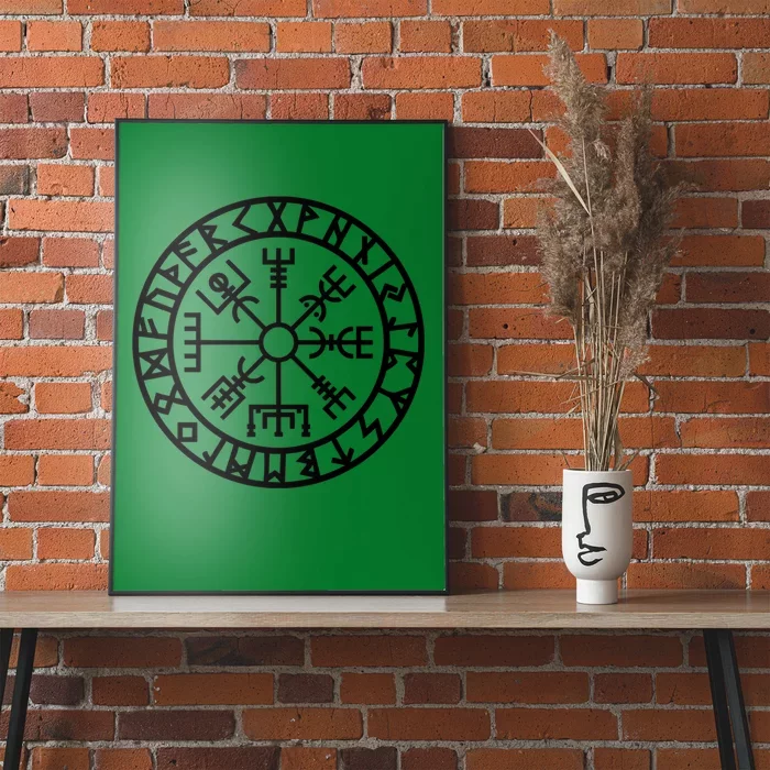 Vegvisir Futhark Runes Navigator Vikings Poster