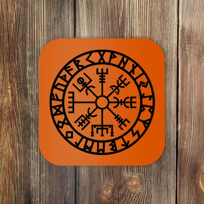 Vegvisir Futhark Runes Navigator Vikings Coaster