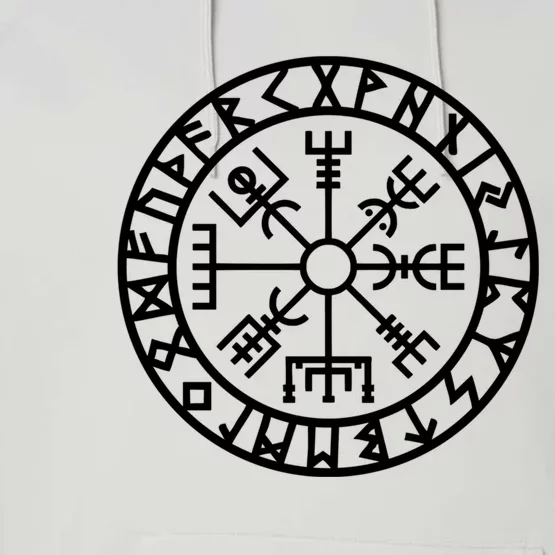 Vegvisir Futhark Runes Navigator Vikings Performance Fleece Hoodie