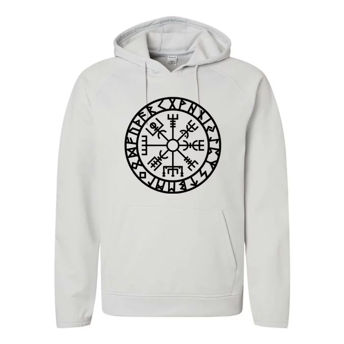 Vegvisir Futhark Runes Navigator Vikings Performance Fleece Hoodie