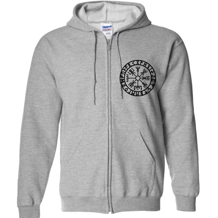 Vegvisir Futhark Runes Navigator Vikings Full Zip Hoodie