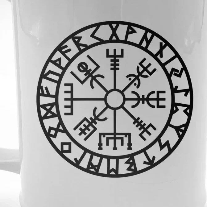 Vegvisir Futhark Runes Navigator Vikings Front & Back Beer Stein