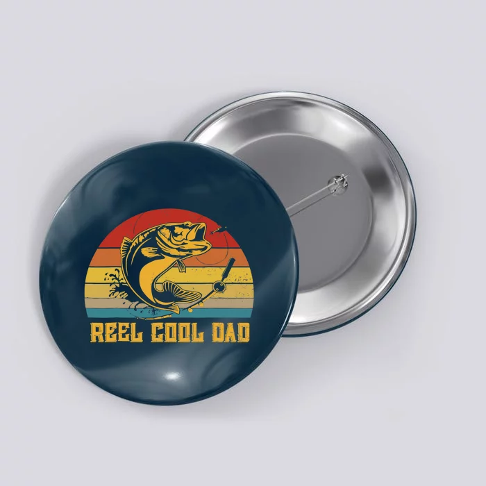 Vintage Fishing Reel Cool Dad Funny Fathers Day Button