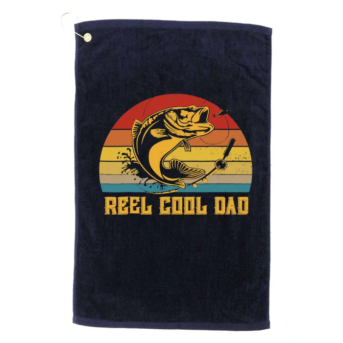 Vintage Fishing Reel Cool Dad Funny Fathers Day Platinum Collection Golf Towel