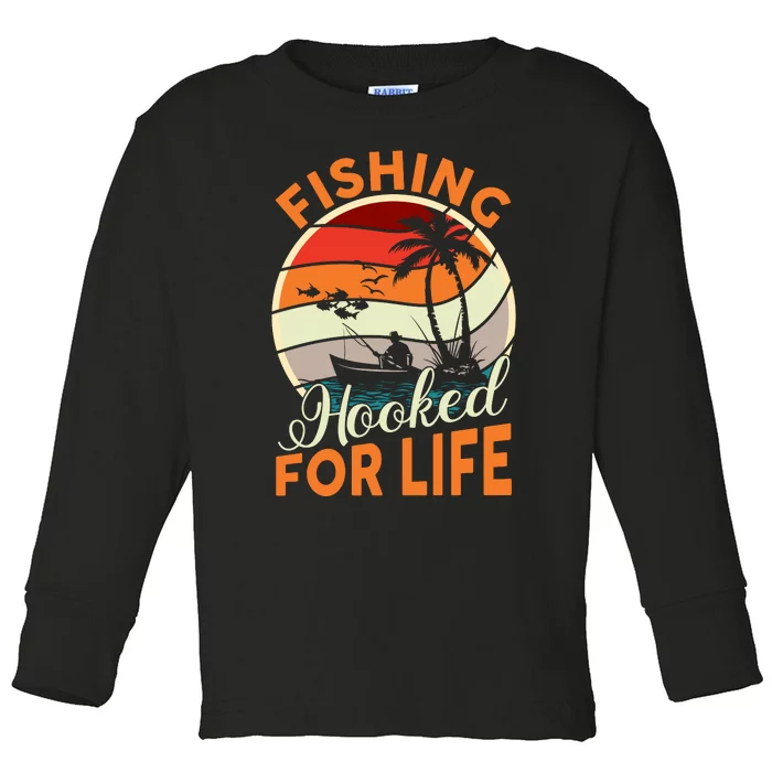 Vintage Fishing Retro Graphic Toddler Long Sleeve Shirt