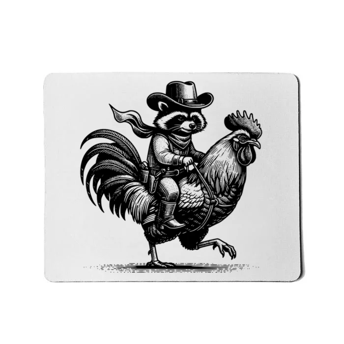 Vintage Funny Raccoon With Cowboy Hat Mousepad