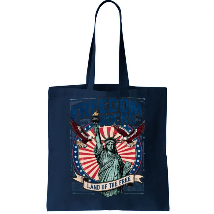 Vintage Freedom Rocks Land Of The Free 4th Of July Tote Bag