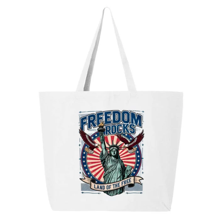 Vintage Freedom Rocks Land Of The Free 4th Of July 25L Jumbo Tote