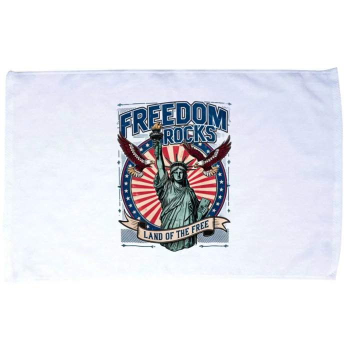 Vintage Freedom Rocks Land Of The Free 4th Of July Microfiber Hand Towel