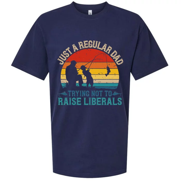 Vintage Fishing Regular Dad Trying Not To Raise Liberals Sueded Cloud Jersey T-Shirt