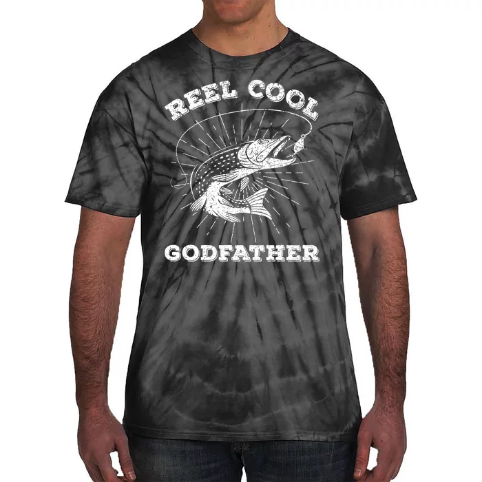 Vintage Fishing Reel Cool Godfather Funny Fish Father's Day Tie-Dye T-Shirt