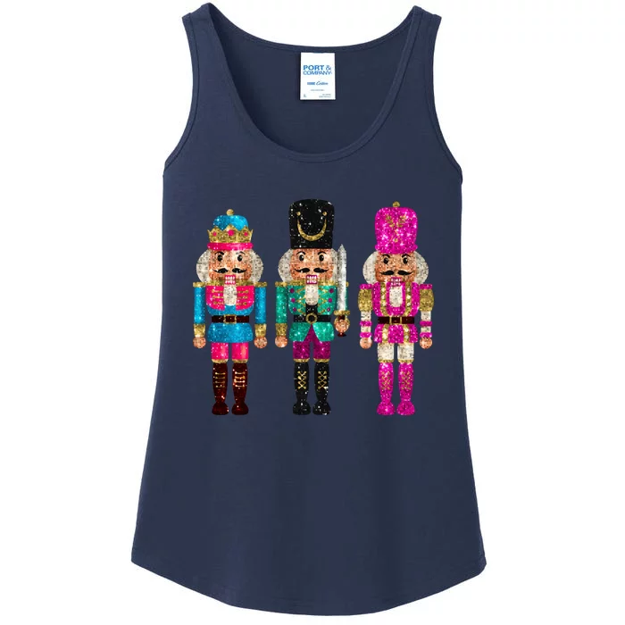 Vintage Funny Sequin Cheerful Nutcrackers Christmas Ladies Essential Tank