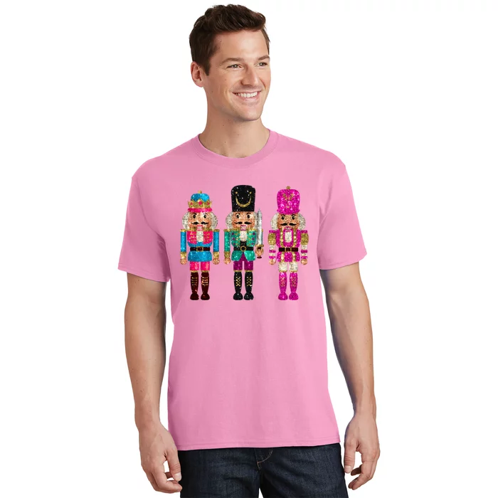 Vintage Funny Sequin Cheerful Nutcrackers Christmas T-Shirt