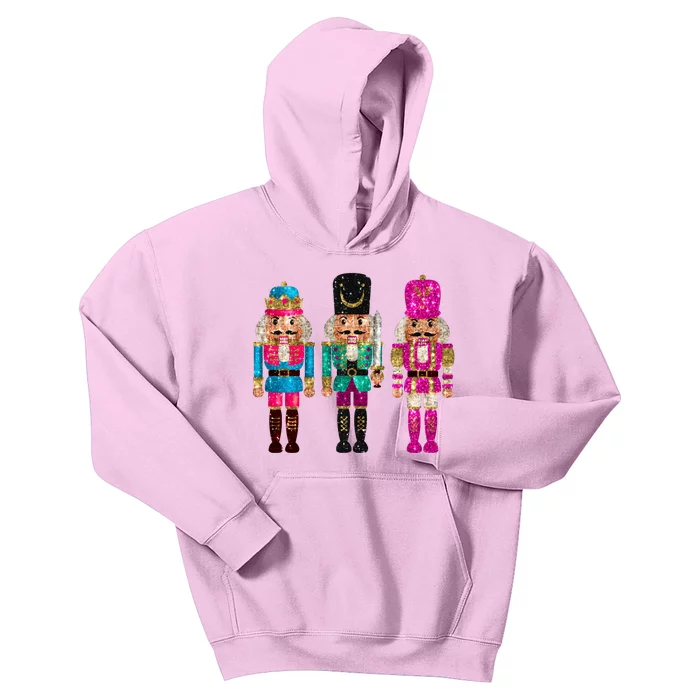 Vintage Funny Sequin Cheerful Nutcrackers Christmas Kids Hoodie