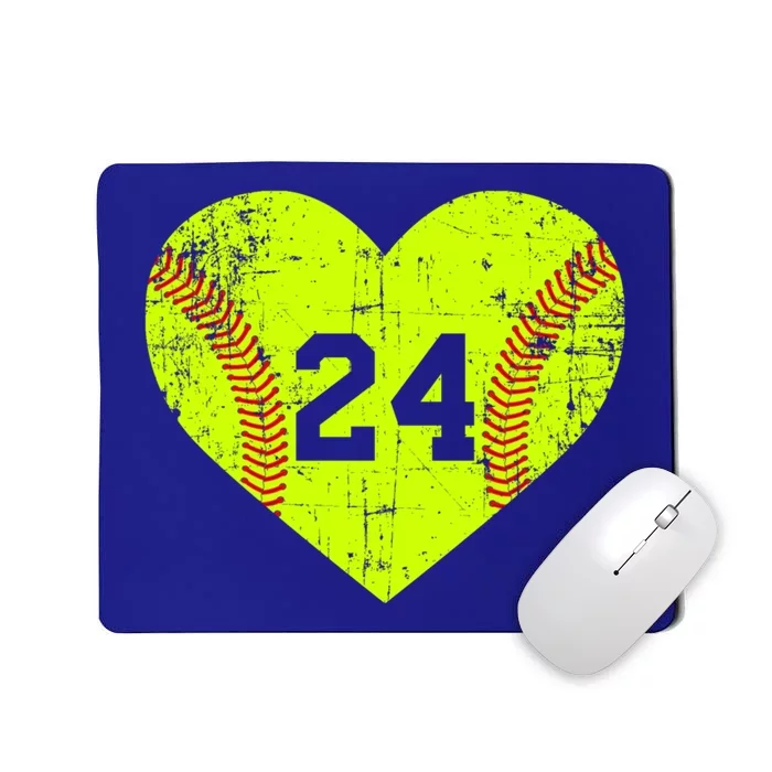 Vintage Fastpitch Softball 24 Jersey Number Gift Mousepad